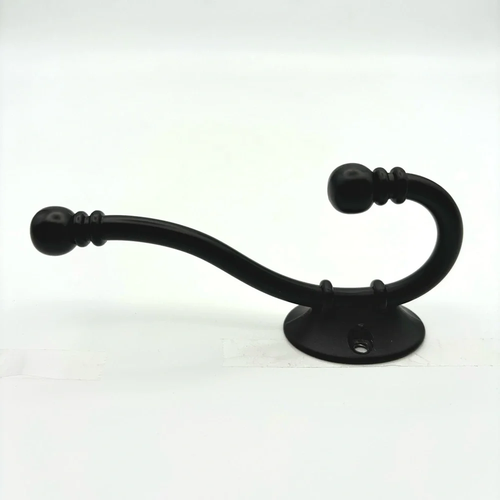Ball End Coat & Hat Hook, Black - Set of 4